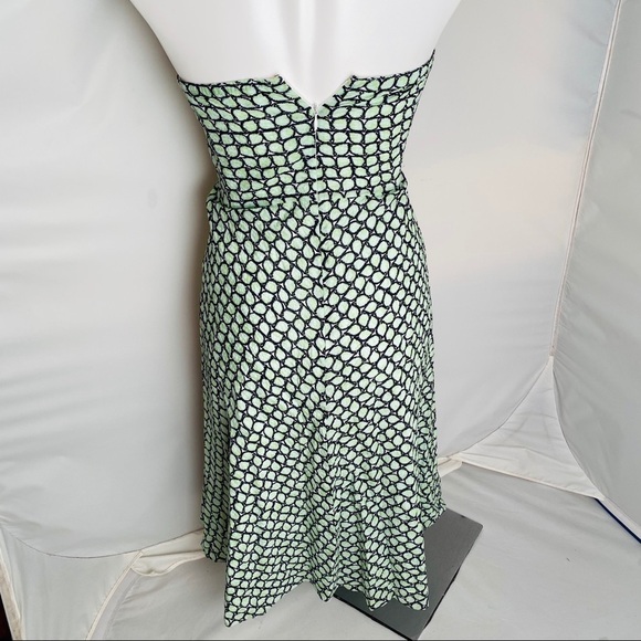 J Crew green and navy cotton strapless dress 2 - Picture 4 of 11